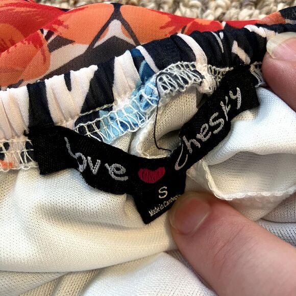 Love Chesley Strapless Maxi Dress Size S Lace Keyhole Back Floral Tropical Luau - Picture 6 of 10